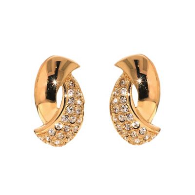 Rose gold plated Swarovski curve clip earrings